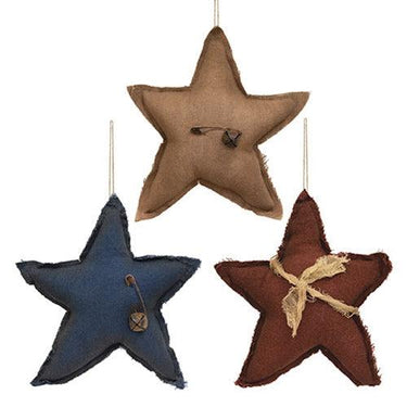 3 Set Distressed Stuffed Primitive Star Ornaments - The Fox Decor